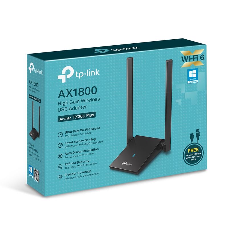 Placa de Rede Wireless TP-Link  Archer TX20U Plus WiFi6 AC1800 USB