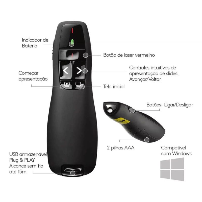 Apresentador Exbom LPT-8  Wireless Preto