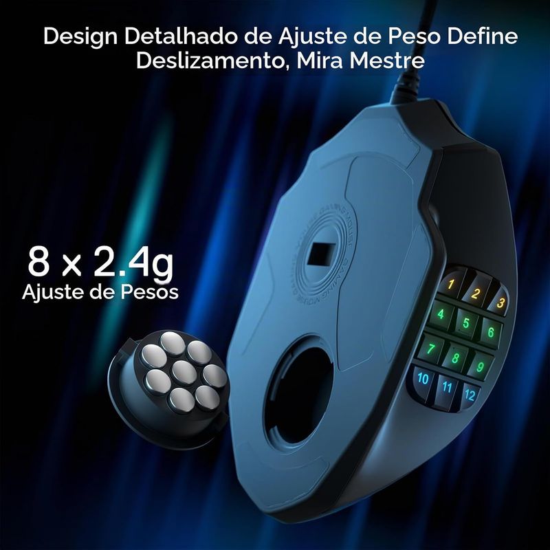 Mouse Redragon M908 Impact RGB 12400DPI, 12 Botões Programáveis