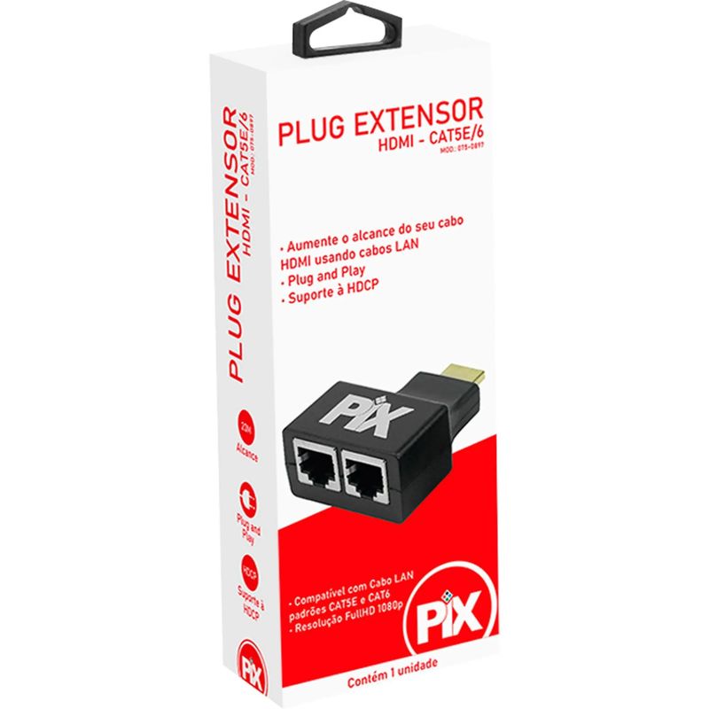 Extensor RJ45 para HDMI, CAT5E/6, até 20m Pix