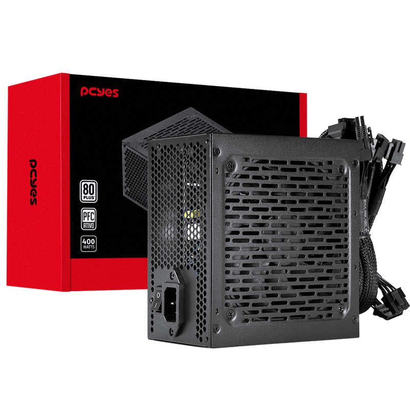 Fonte PCYES Shocker 500W Black Vulcan 80 Plus - PF400SHW