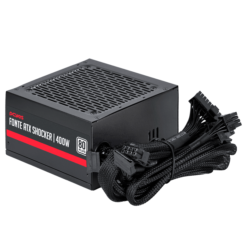 Fonte PCYES Shocker 500W Black Vulcan 80 Plus - PF400SHW