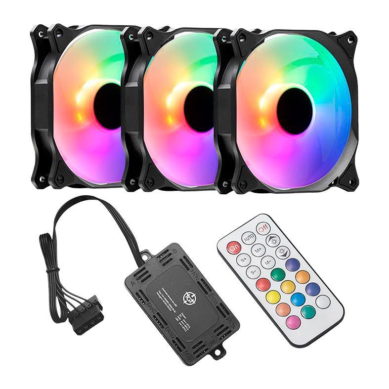 Kit com 3 Coolers TGT Mirage, 3x120mm + Controladora, Led RGB, TGT-MRG120-RGB3
