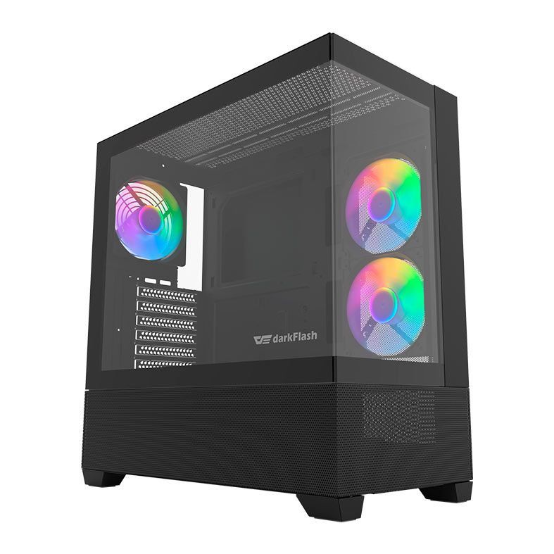 Gabinete Gamer Aigo Darkflash Panoramic DS900 Air, Rainbow, Lateral de Vidro, Com 3 Fans