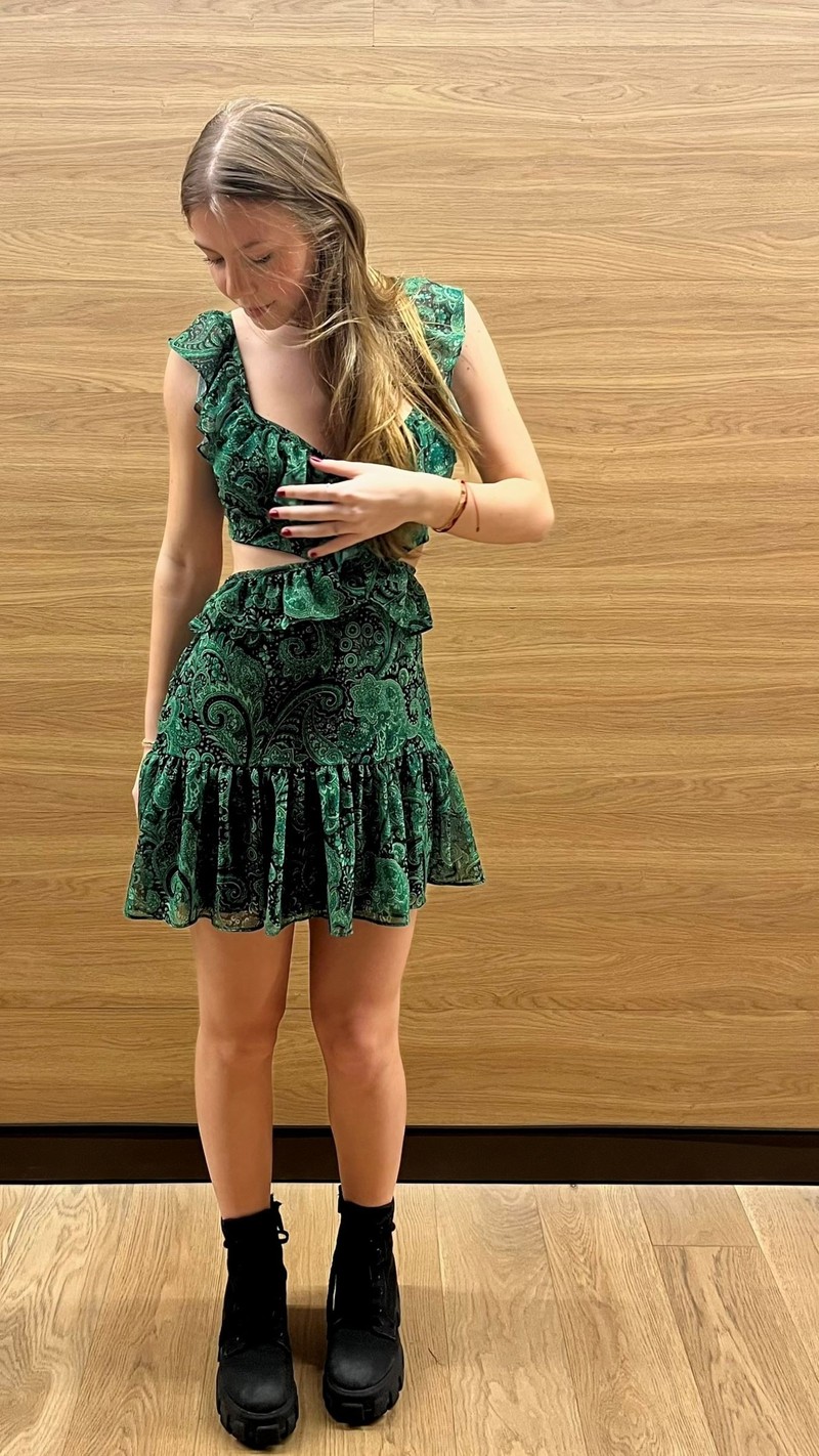 Vestido Zendaya Cashemere - Verde e Preto