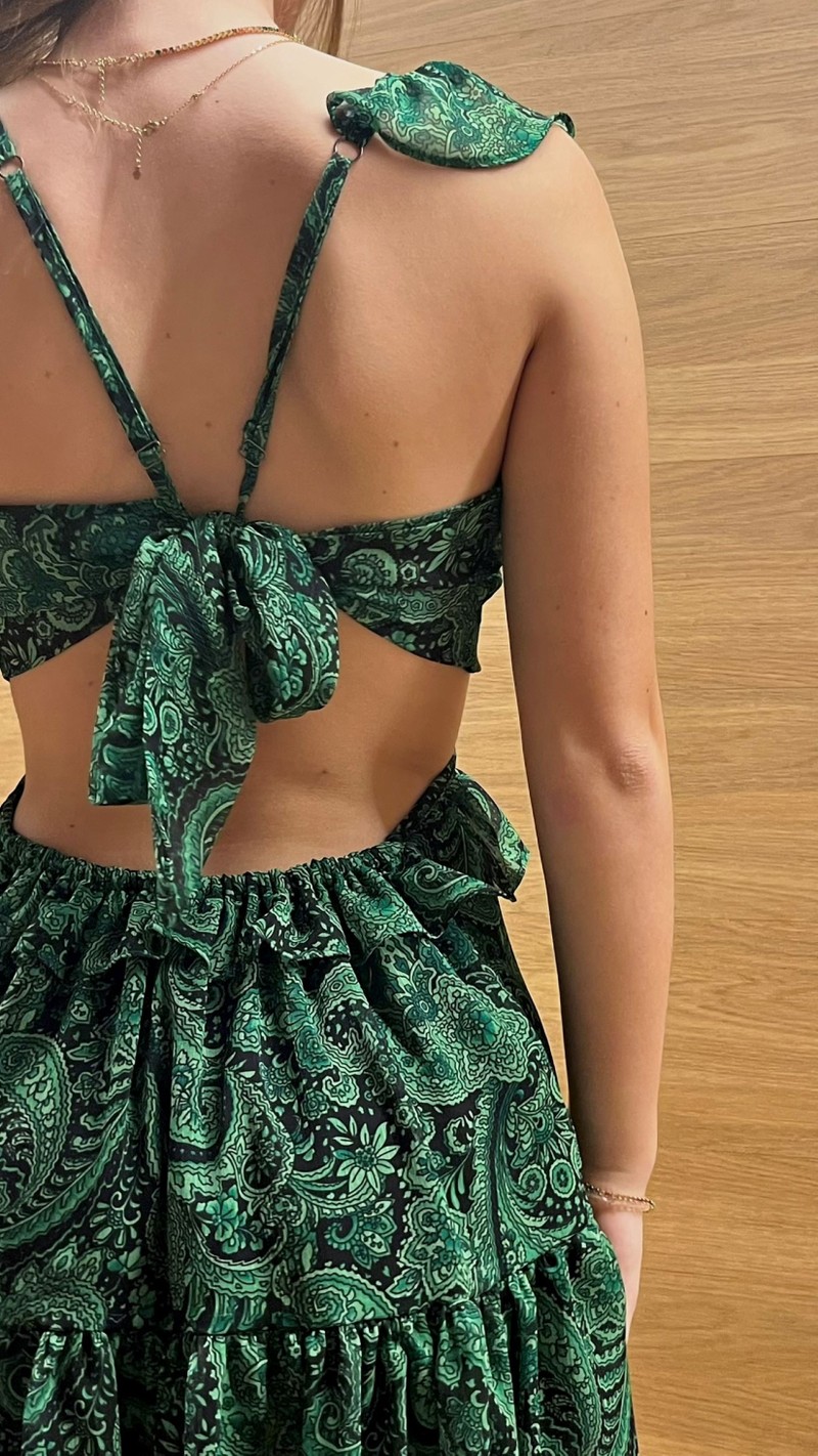 Vestido Zendaya Cashemere - Verde e Preto