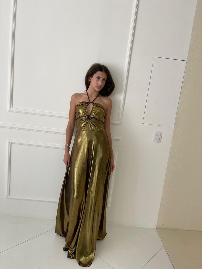 VESTIDO VALENTINA LONGO DOURADO