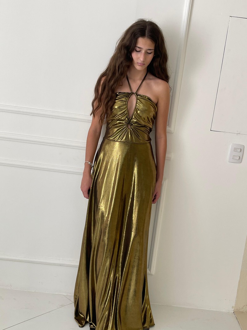 VESTIDO VALENTINA LONGO DOURADO