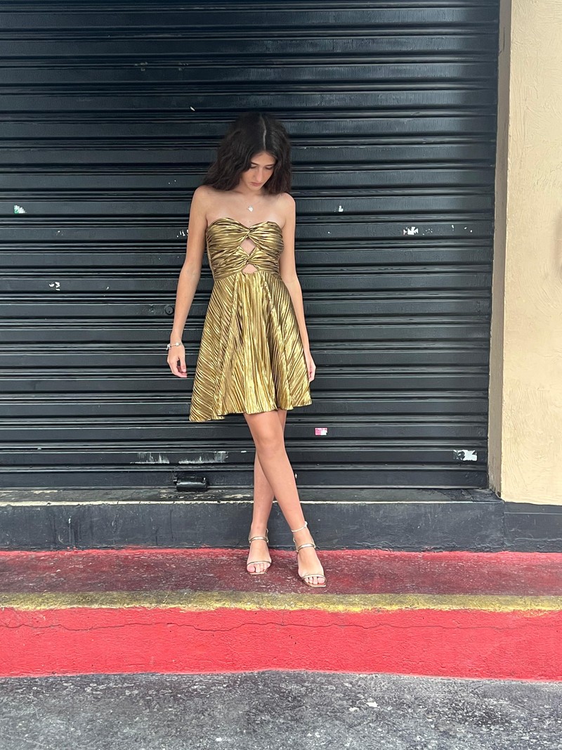 Vestido Midi - Dourado 