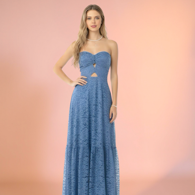 VESTIDO GAYA  RENDA AZUL