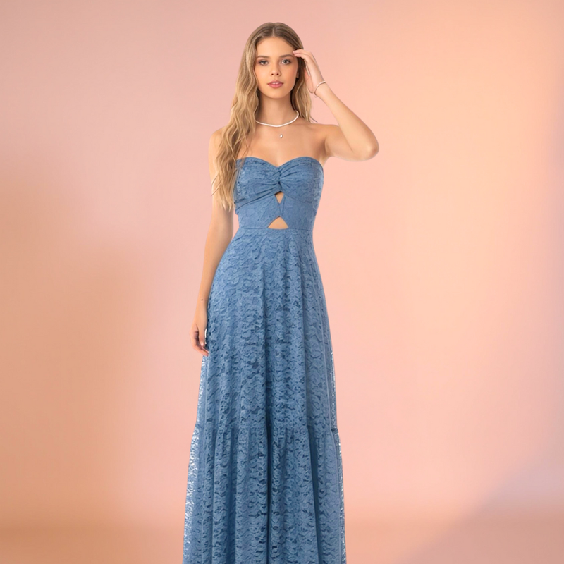 VESTIDO GAYA  RENDA AZUL