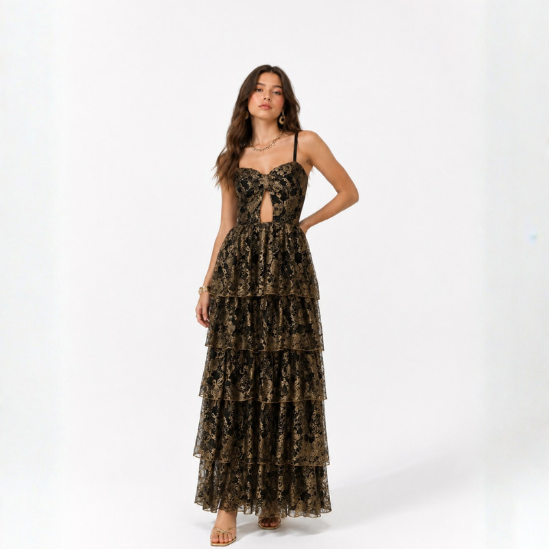VESTIDO RIO DE JANEIRO RENDA OCRE
