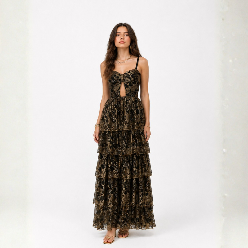 VESTIDO RIO DE JANEIRO RENDA OCRE
