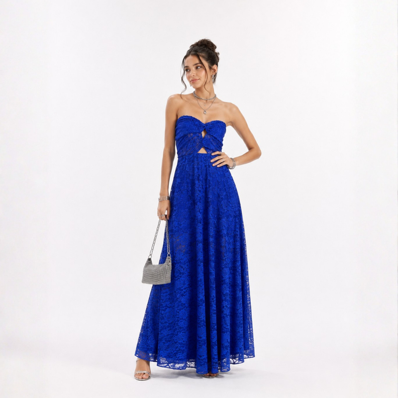 VESTIDO GAYA RENDA AZUL
