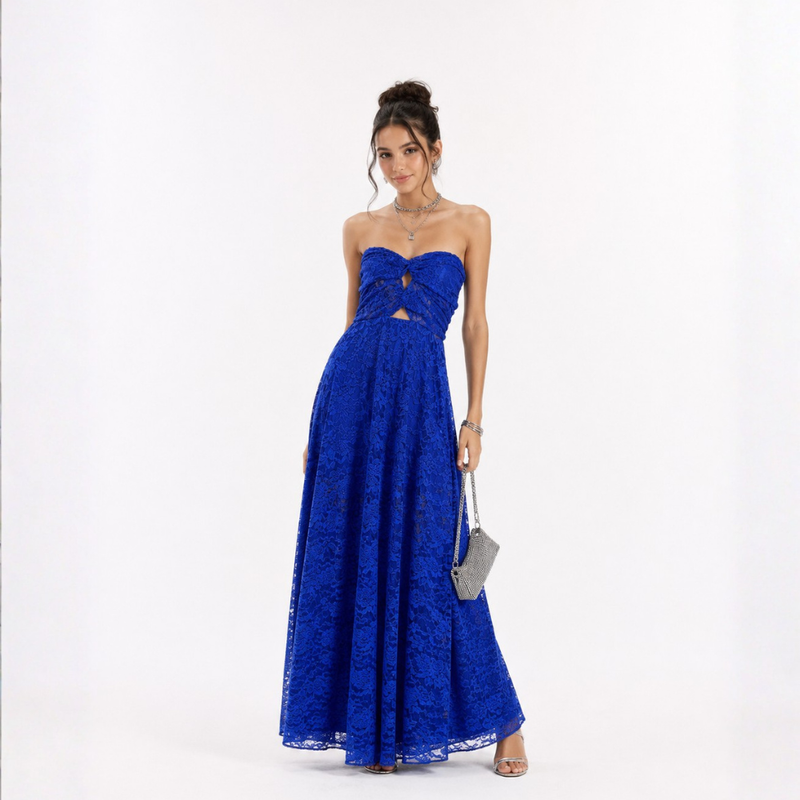 VESTIDO GAYA RENDA AZUL