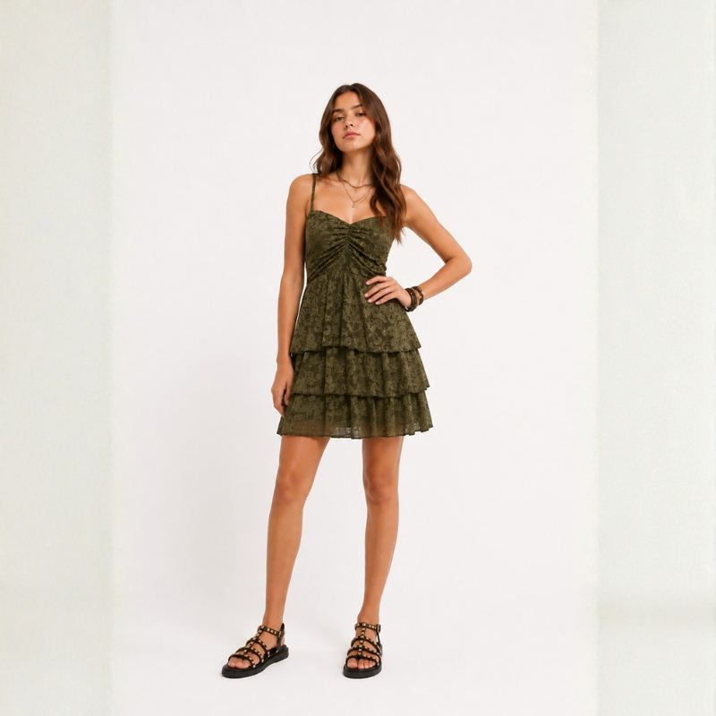 VESTIDO RAFAELA  RENDA VERDE