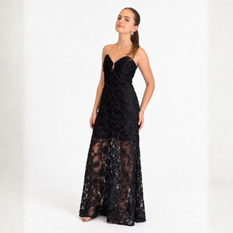 VESTIDO FRIDA RENDA PRETO