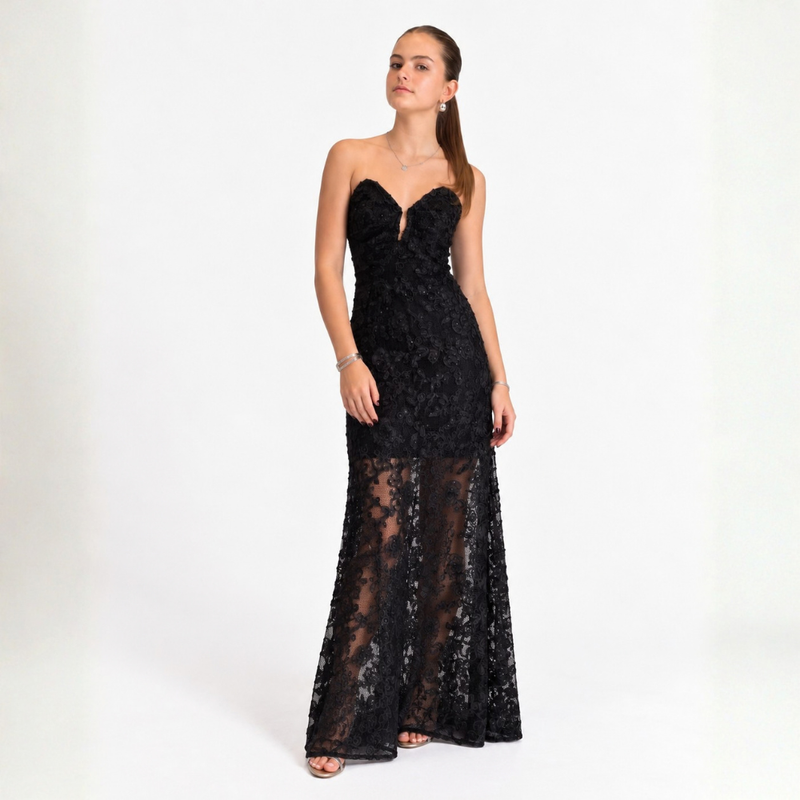 VESTIDO FRIDA RENDA PRETO