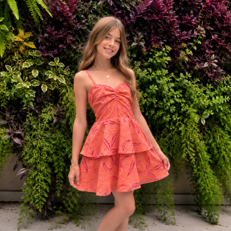 VESTIDO GABRIELA RENDA CORAL