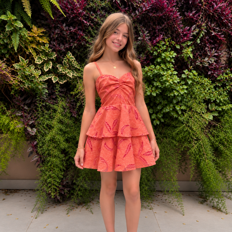 VESTIDO GABRIELA RENDA CORAL