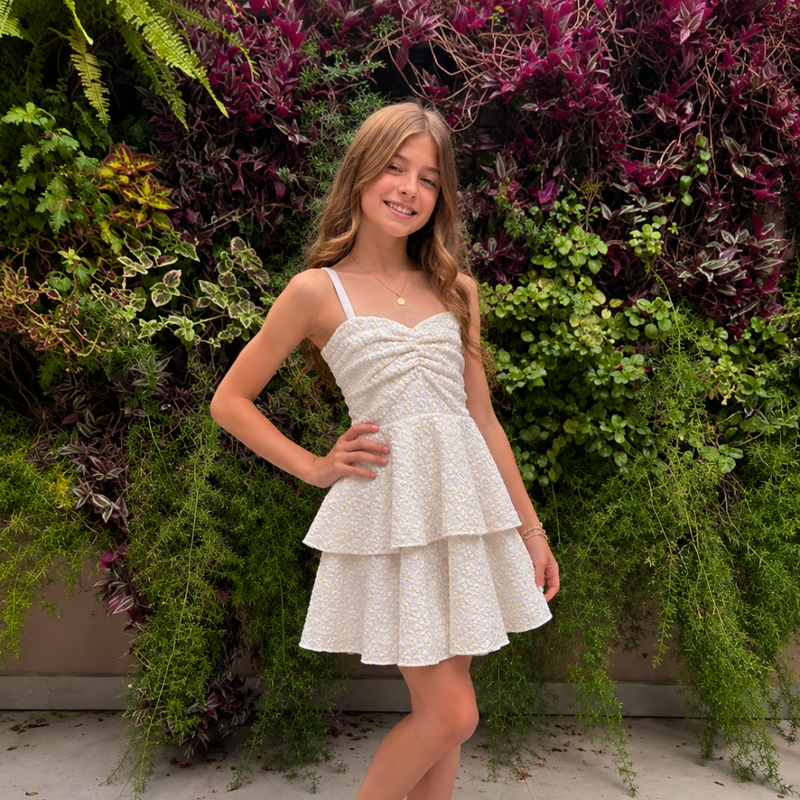 VESTIDO GABRIELA BORDADO FLOR  OFF WHITE
