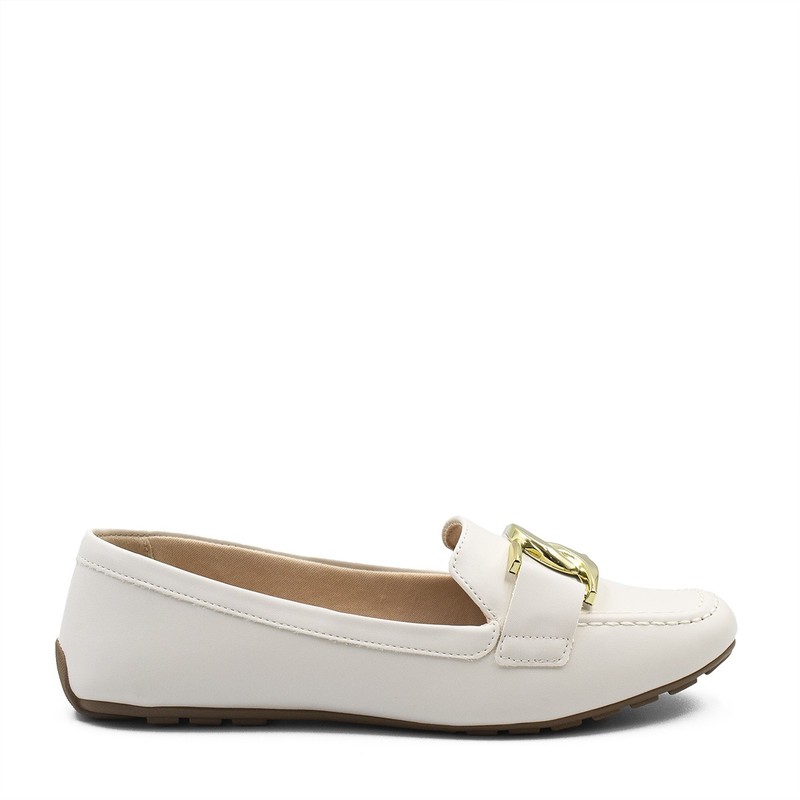 Mocassim Metal Cruzado Tamara Off White