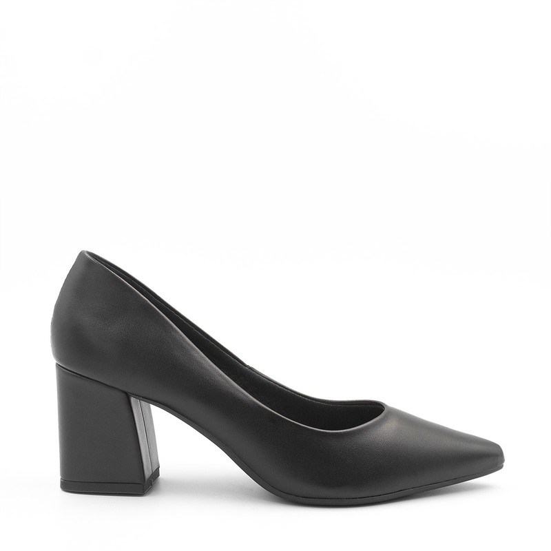 Scarpin Claire Salto Grosso Preto Fosco