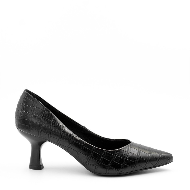 Scarpin Salto Fino Marcia Preto Croco