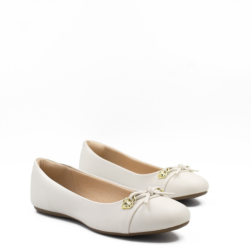 Sapatilha Bico Redondo Metal Sophia Off White