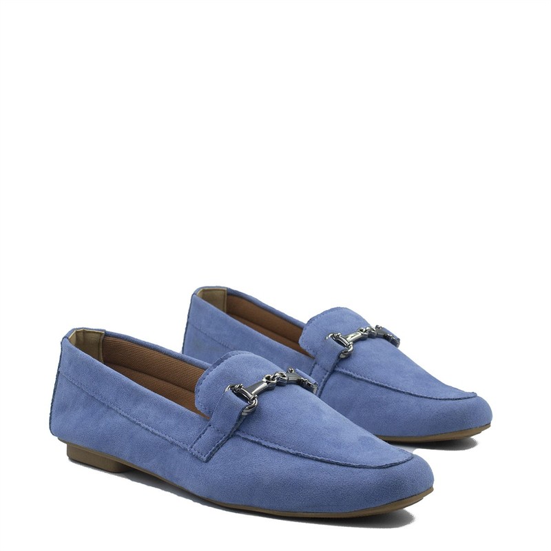 Mocassim Camurça Fivela Maisa Azul