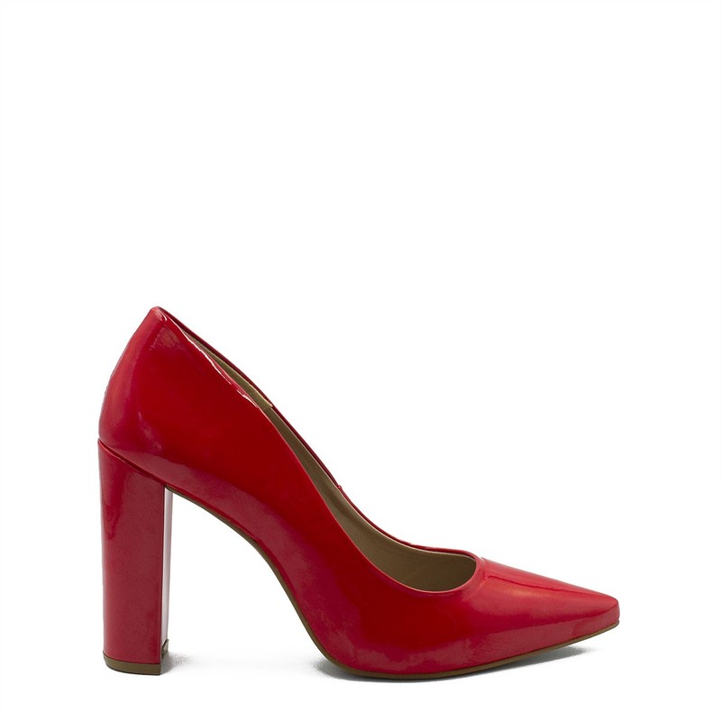 Scarpin Salto Grosso Jaine Vermelho