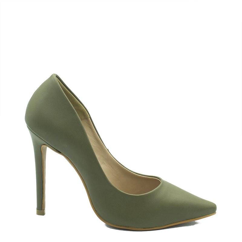 Scarpin Bico Fino Salto Suzy Verde Militar