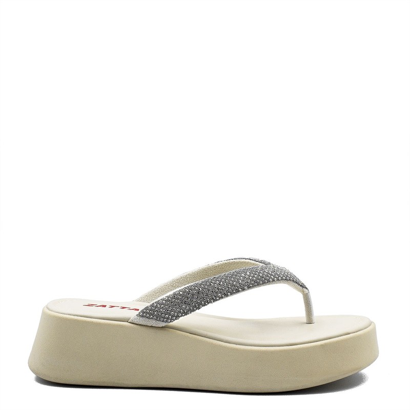 Tamanco Flat Form Brilho Duda Off White