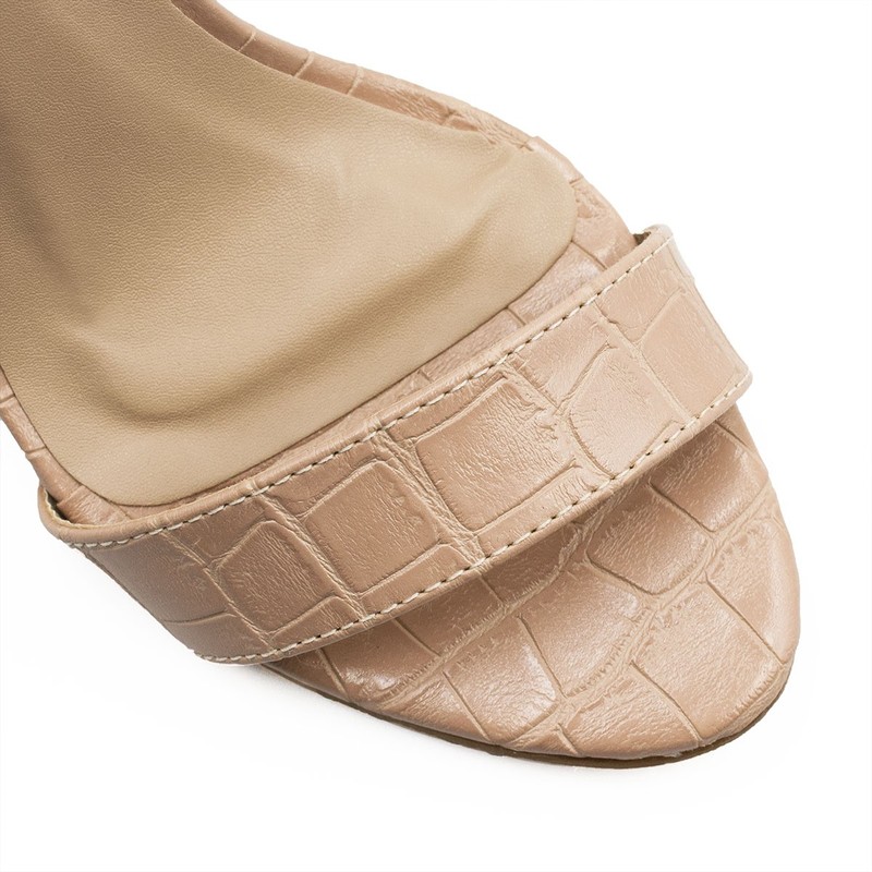 Sandália Maya Salto Fino Croco Rose