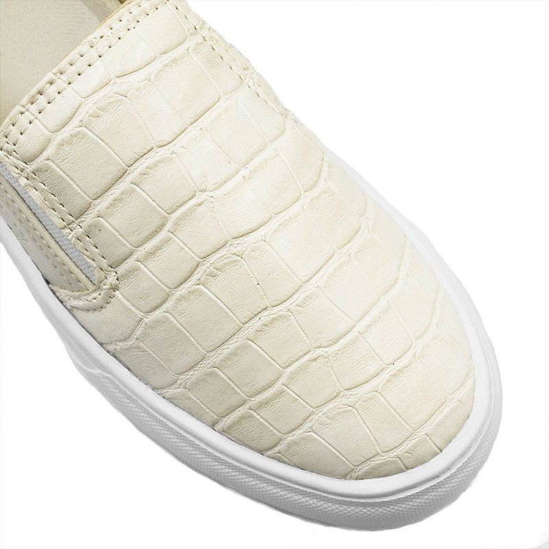 Slip-On Sola Alta Regiane Lumicolor Croco Off White