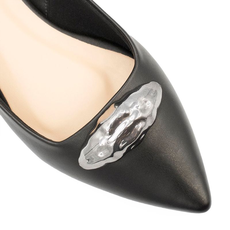Sapatilha Slingback Bico Fino Detalhe Olivia Preto