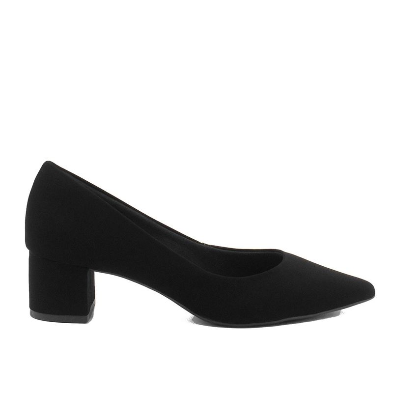 Scarpin Salto Bloco Baixo Leonor Nobuck Preto