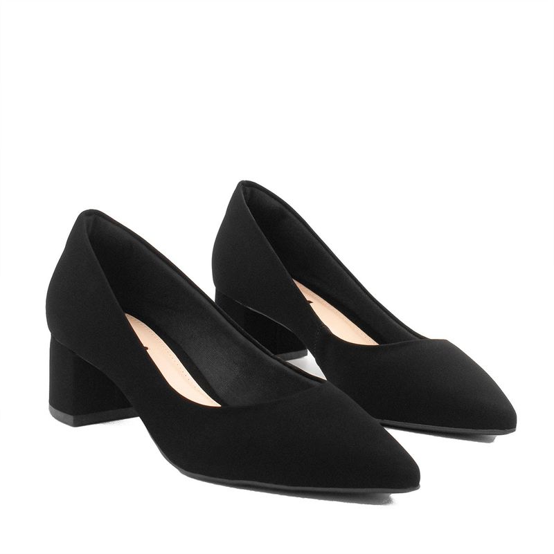 Scarpin Salto Bloco Baixo Leonor Nobuck Preto