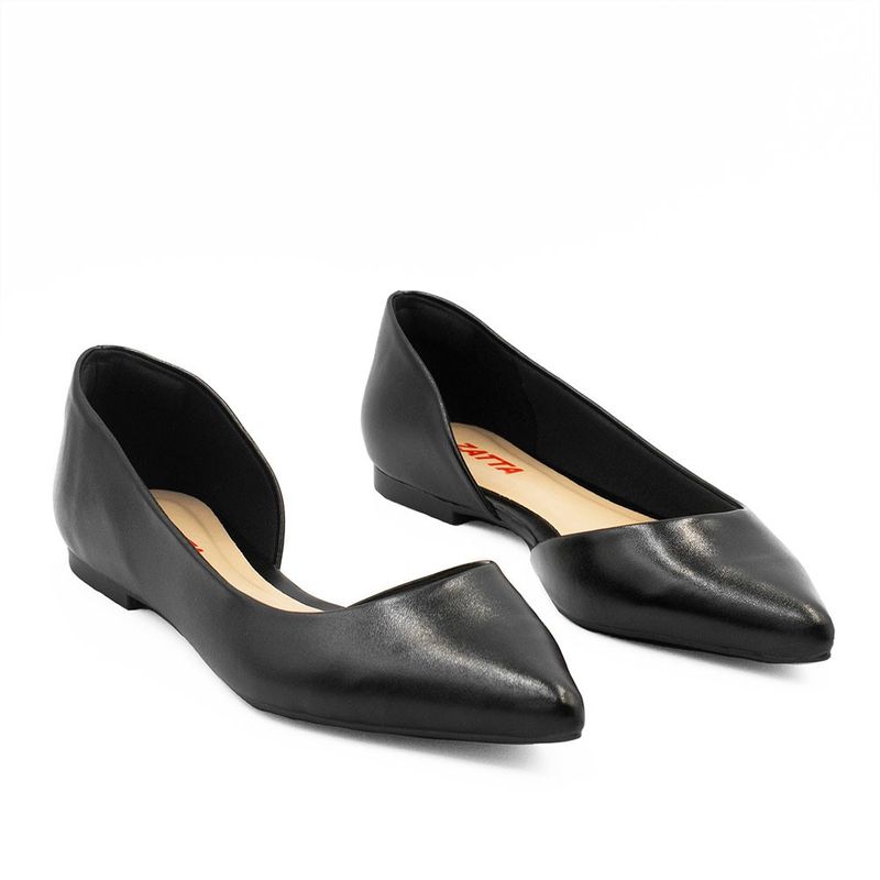Sapatilha Zatta Aberta na Lateral Mel Preto