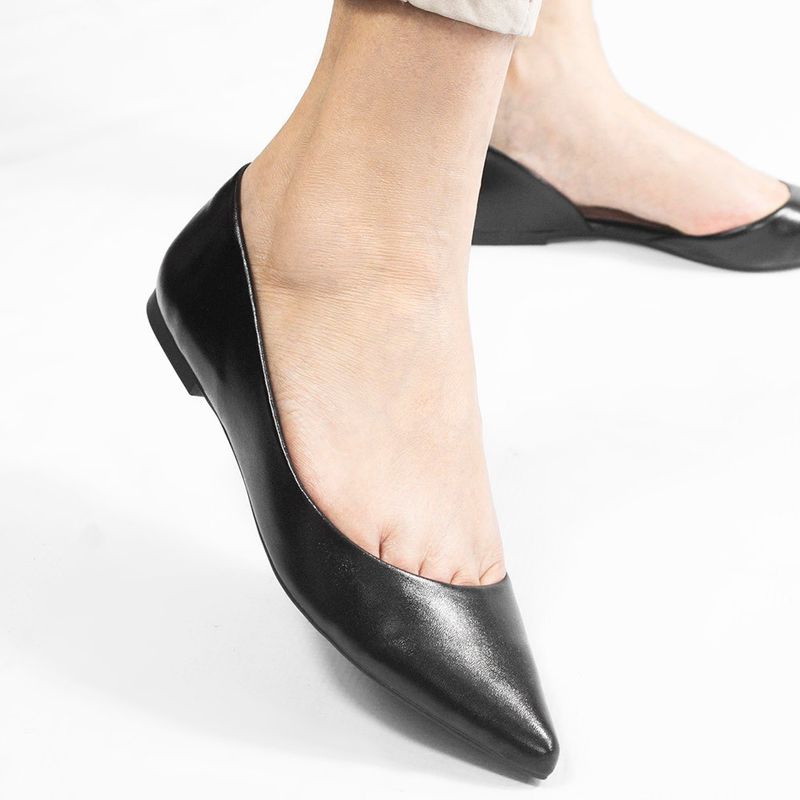 Sapatilha Zatta Aberta na Lateral Mel Preto