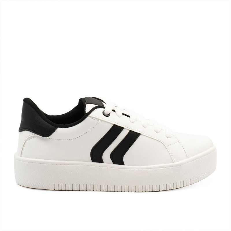 Tênis Zatta Casual  Duas Listras Lateral Lídia Branco