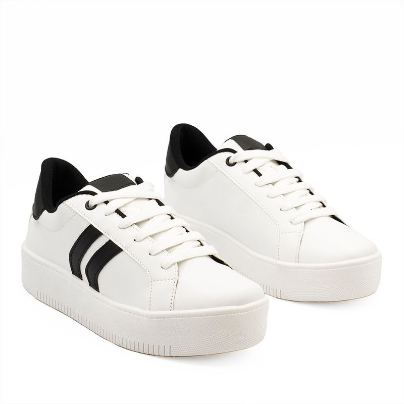 Tênis Zatta Casual  Duas Listras Lateral Lídia Branco