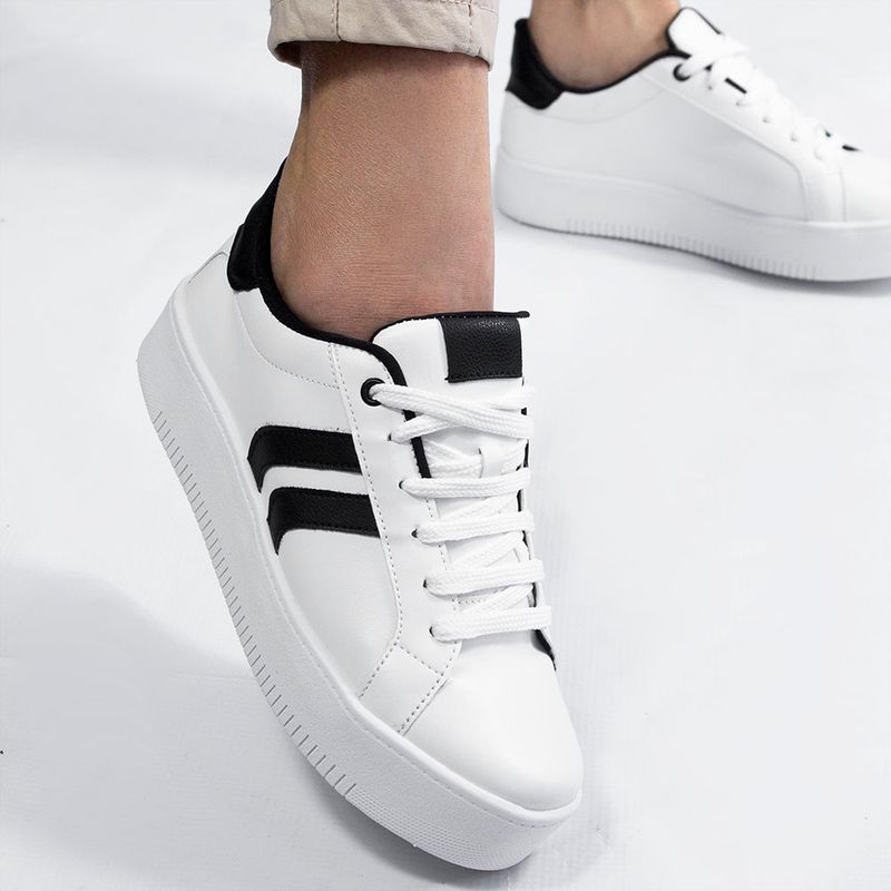 Tênis Zatta Casual  Duas Listras Lateral Lídia Branco
