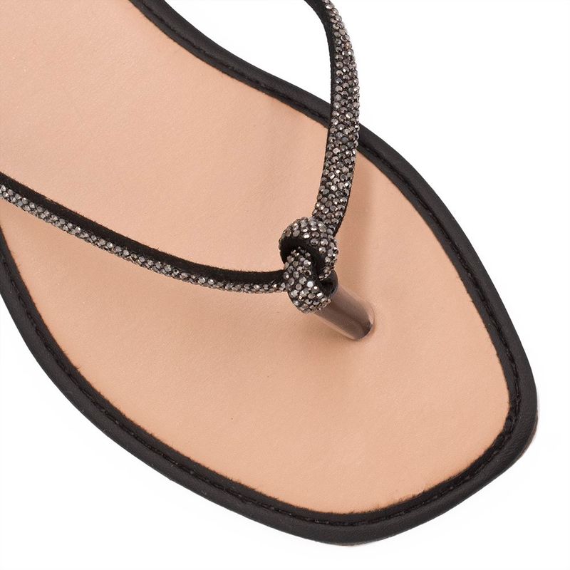 Rasteira Zatta de Dedo Nó Strass Samira  Preto