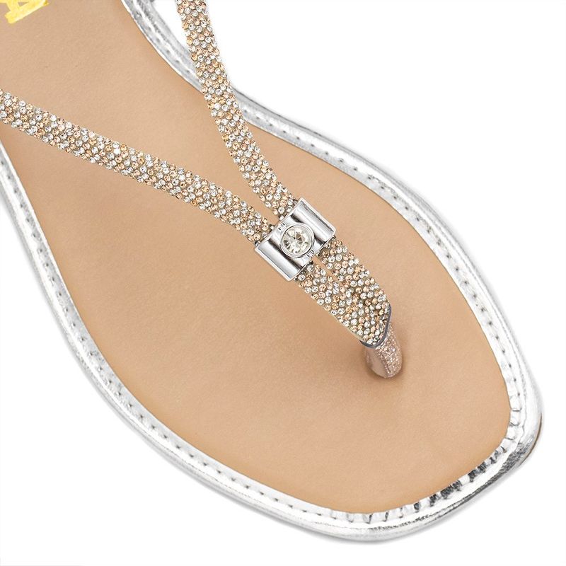 Rasteira Zatta Tira de Strass Antonieta Prata