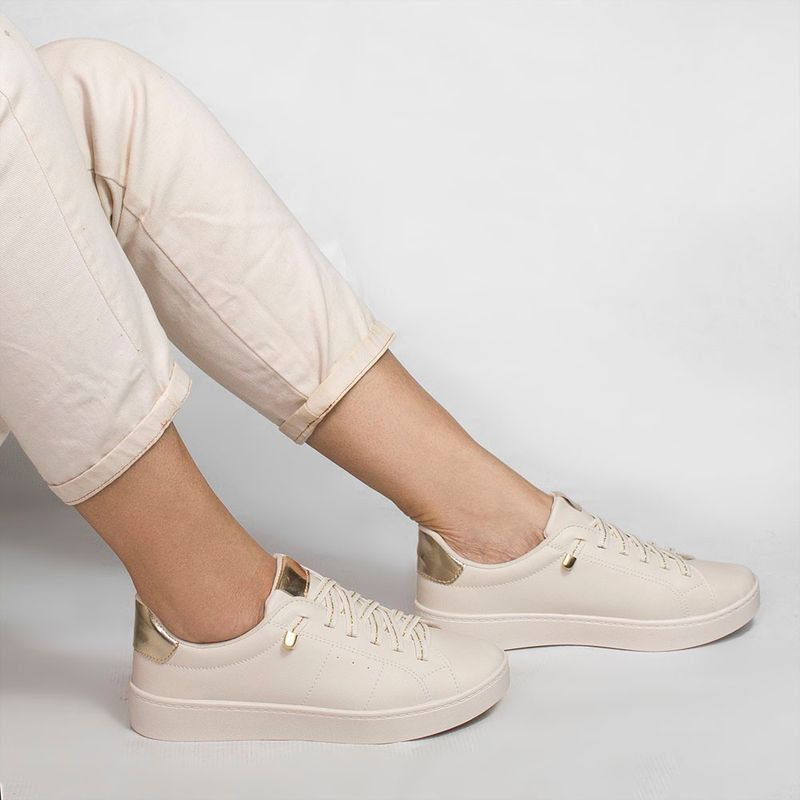 Tênis Zatta Casual Brilho Carlota Creme