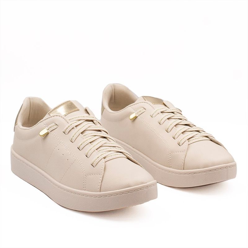 Tênis Zatta Casual Brilho Carlota Creme