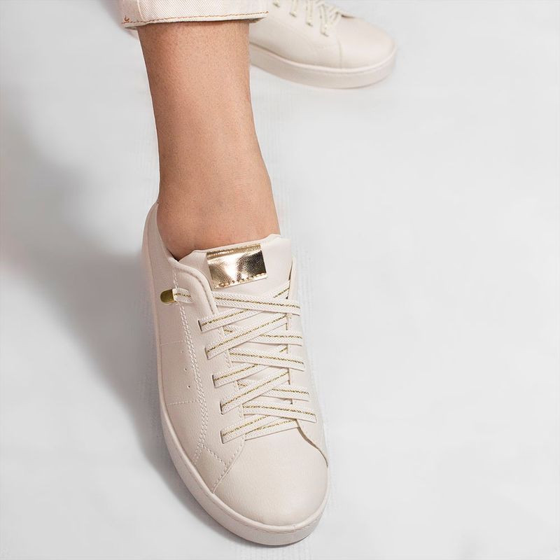 Tênis Zatta Casual Brilho Carlota Creme