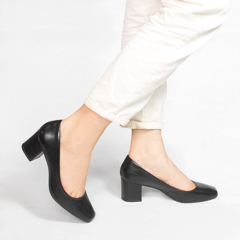 Sapato Retrô Zatta Bico Quadrado Heidi Croco Preto