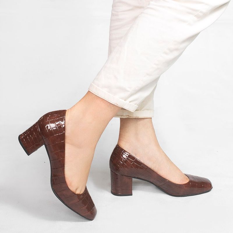 Sapato Retrô Zatta Bico Quadrado Heidi Marrom